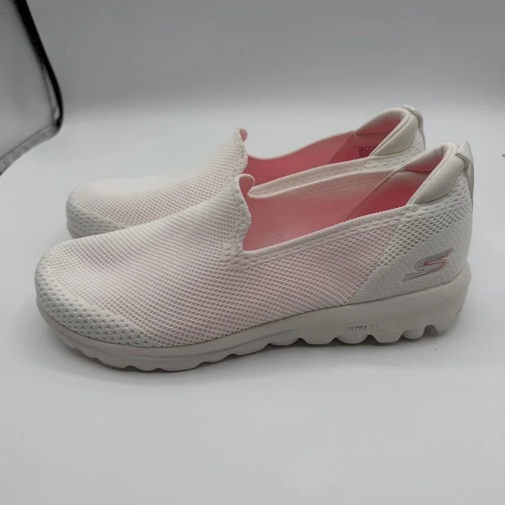 Skechers Go Walk Massage Fit Seascape Shoes‎ Womens Sz 10 White Slip On Loafers